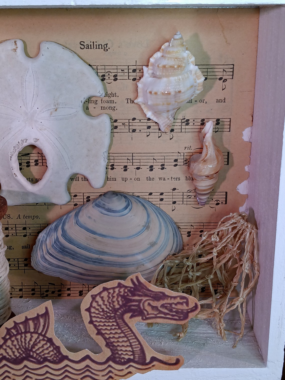 Seashell Diorama: Sea Monster & Tugboat Vacation Art - Etsy