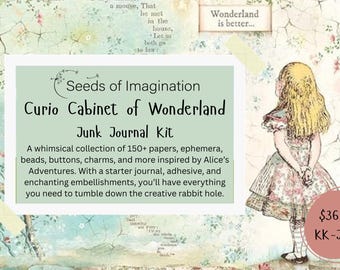 Kit per diario "Wonderland Junk": oltre 150 oggetti vintage, diario di partenza