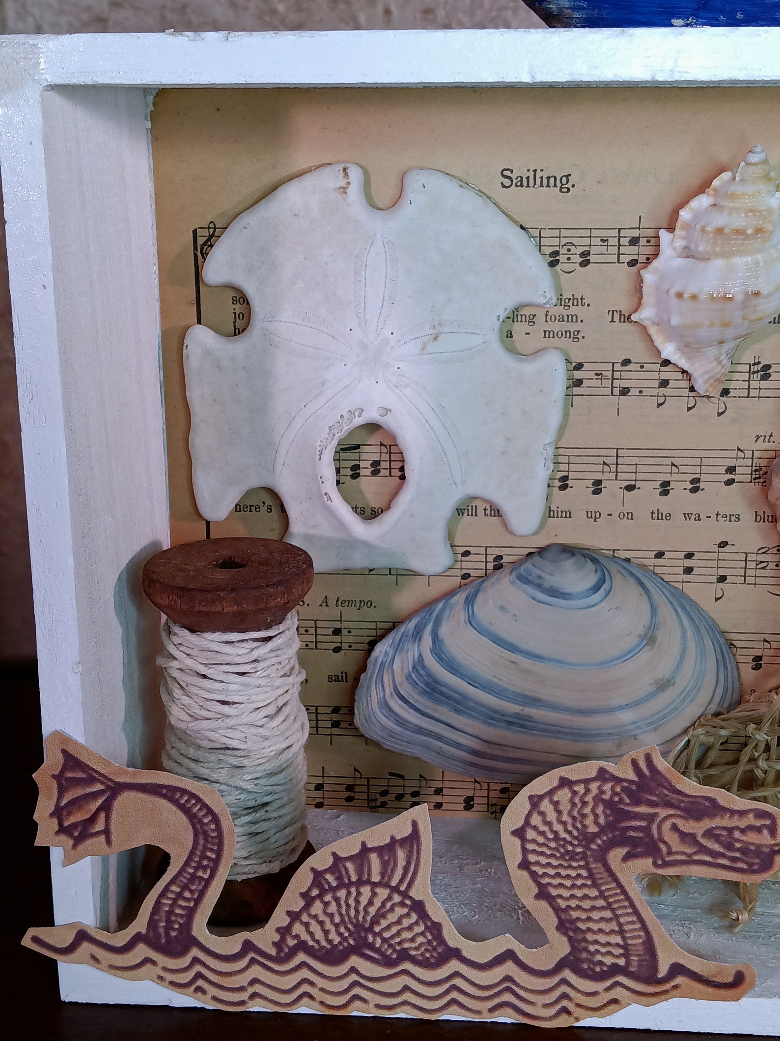 Seashell Diorama: Sea Monster & Tugboat Vacation Art - Etsy