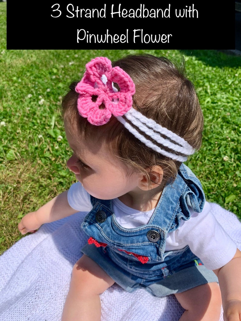 Multi Pink Colored Handmade Crochet Headband with Flower