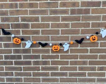 Handmade Needle Felted Wool Halloween Banner / Garland