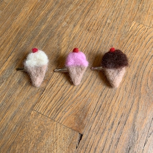 Ice Cream Hair Clips - Needle Felted Wool