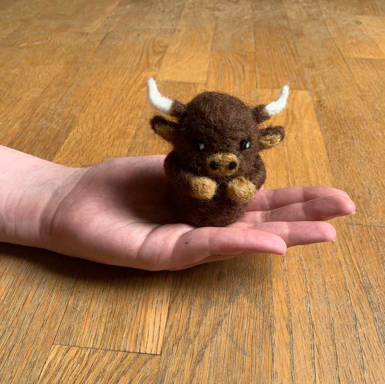 Wool Bull Figurine- Durham Bull Wooly the Bull Needle Felted Bull Wool City Felts Mascot