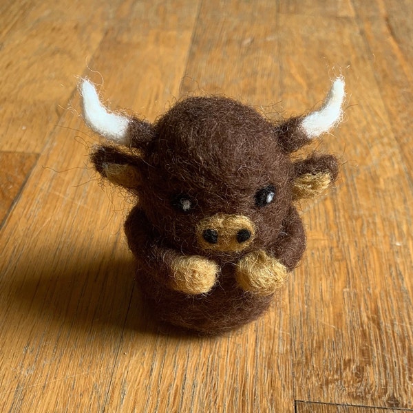 Needle Felted Bull - Wooly the Bull - Wool City Felts Mascot - Wool Bull Figurine- Durham Bull