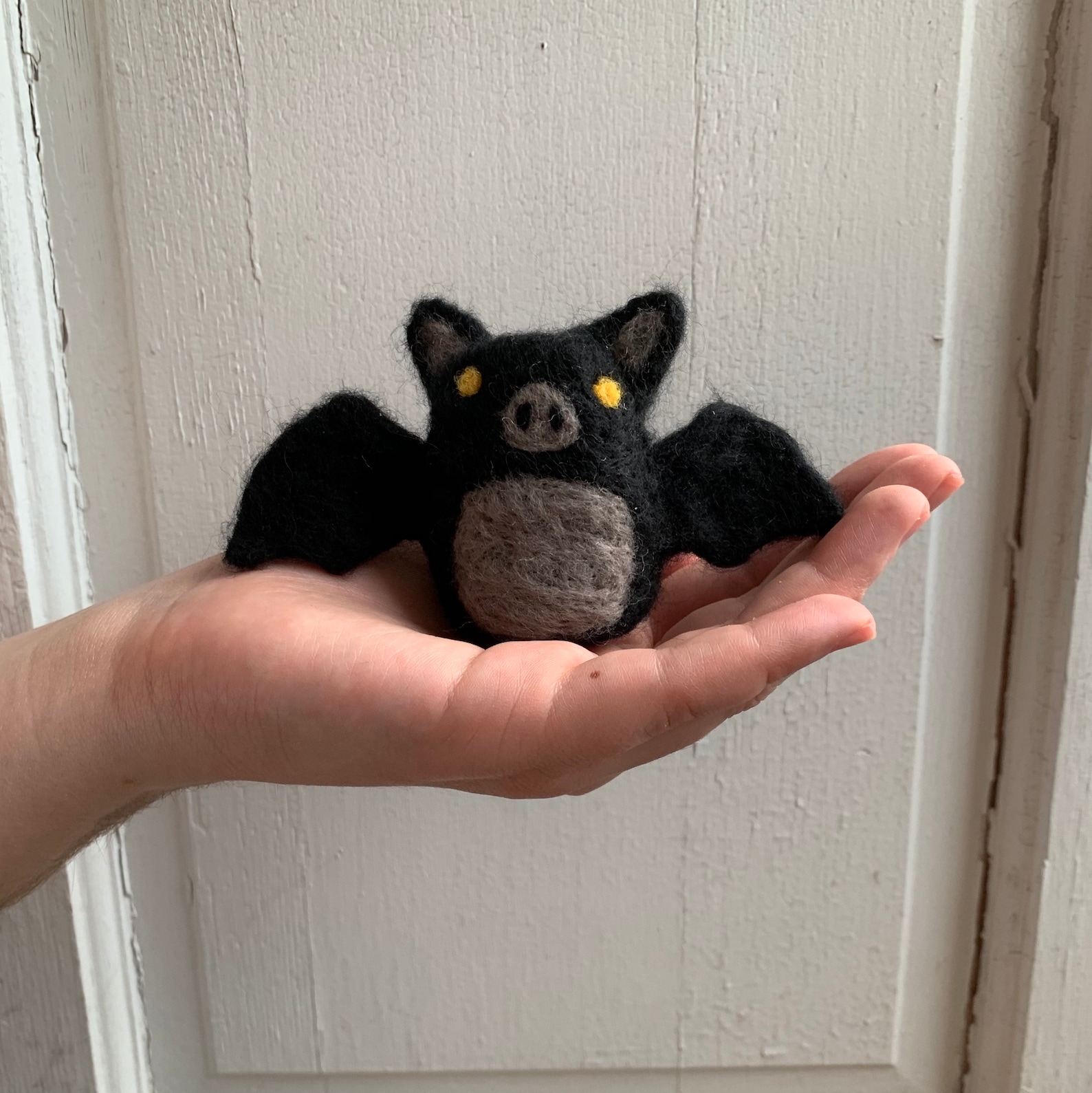Cute Handmade Needle Felted Bat Halloween Decoration - Ornament Option ...