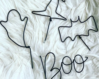Wire pumpkin decorations halloween decor sign boo ghost bat