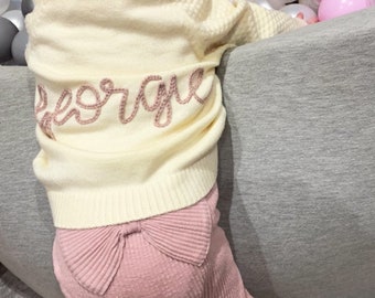 Baby name knit cardigan personalised embroidered girl cardigan newborn toddler babyshower