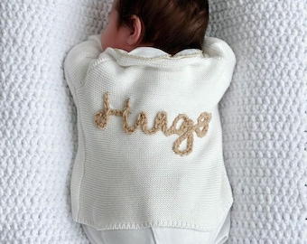 Baby name knit cardigan personalised embroidered girl boy unisex cardigan newborn toddler babyshower pregnancy announcement