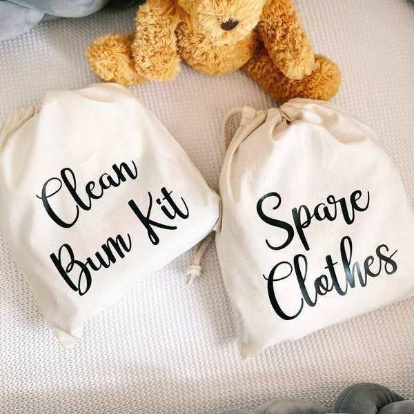 Nappy Bag Pouches/ clean bum kit/ changing bag/ babies spare clothes/ gift for newborn/ nappies and wipes bag/ organic bag/