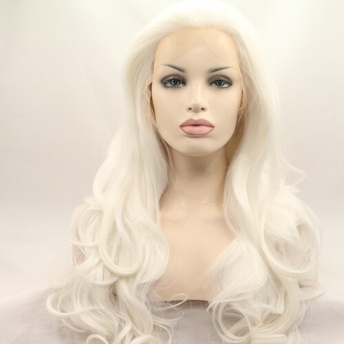 White Blonde Lace Front Wigs Long Loose Curl Wig Free Part Etsy