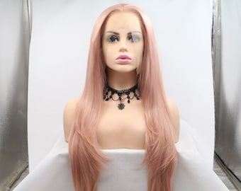 Pink Long Straight Lace Front Wig,Fashion Wig for Women