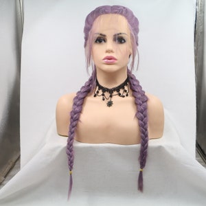 Lavender Lace Front Fishbone Wig Purple,Braided Wig