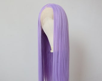 Lavender Long Straight Hair Wig for Cosplay, Costume, Bold Fun Role Play & Everyday, Hd Lace Front Wig-Medium Purple