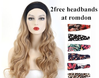 Headband Wig Ombre Blonde Natural Long Wavy for Black Women (get 2 free headbands)