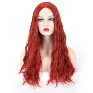 Long Copper Red Wavy Wig,Synthetic Cosplay Wig