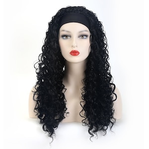 Natural Long Black Deep Wave Headband Wig(get 2 free headbands)