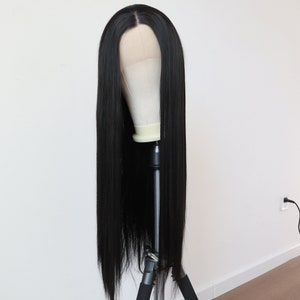 Black Long Straight Hair Wig, Everyday Hd Lace Front Wig For Chemo, White and Black Women