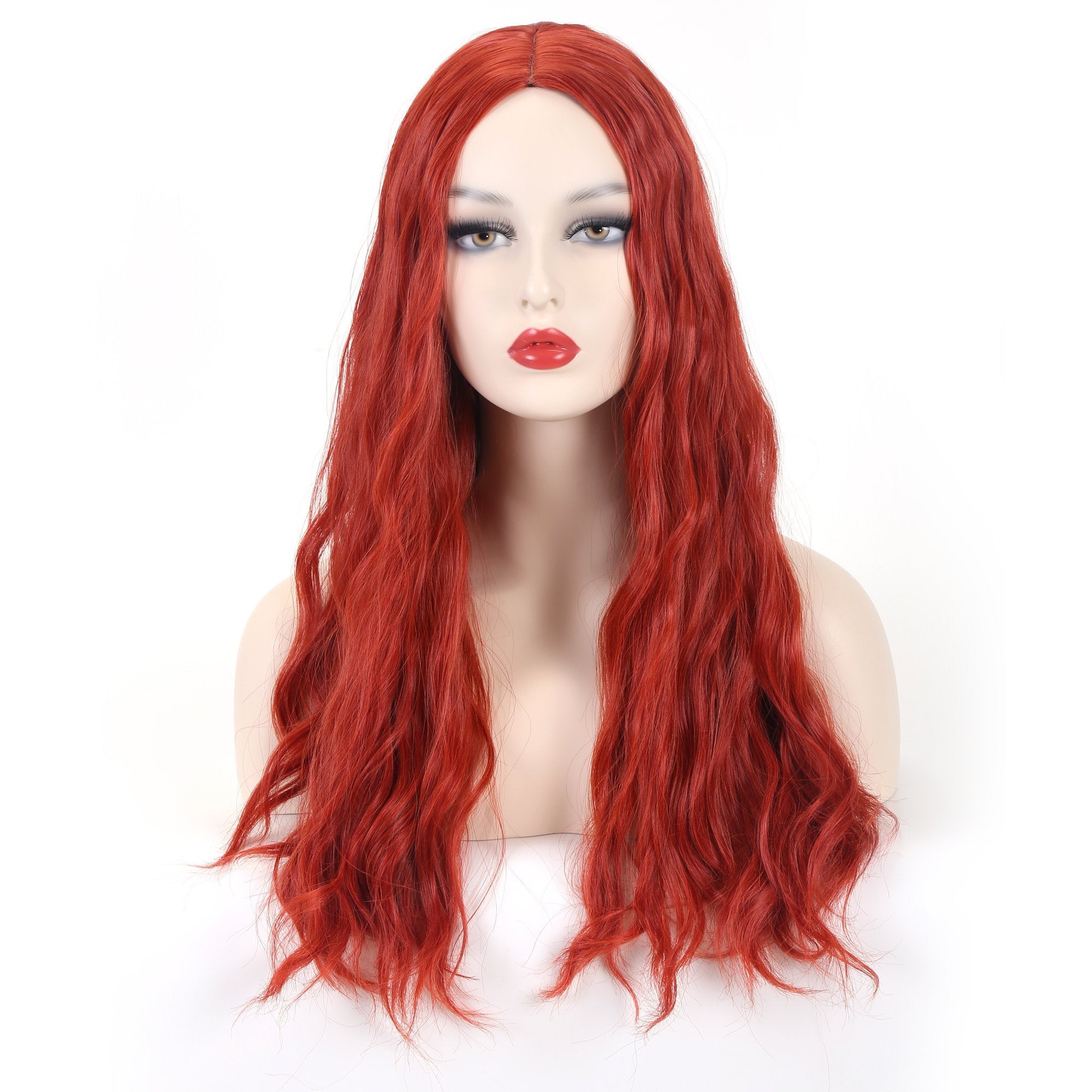 Long Copper Red Wavy WigSynthetic Cosplay Wig Etsy