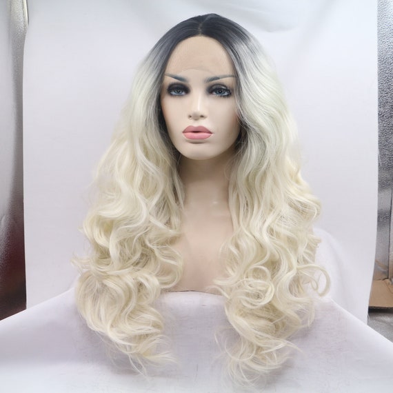 Ombre Blonde Lace Front Wig Black Root,natural Long Wavy Wig  display picture 2