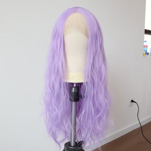 Violet Purple Lace Front Wig,  Lavender Loose Wavy Halloween Cosplay Wig
