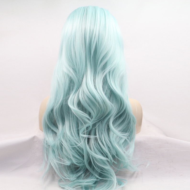 Blue Long Curly Cosplay Lace Front Wig Etsy