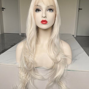 60 Platinum Blonde HD Lace Front Wig,Long Light Blonde Curly Wig Hair fir Daily use,Drag Wig,Costume Wig