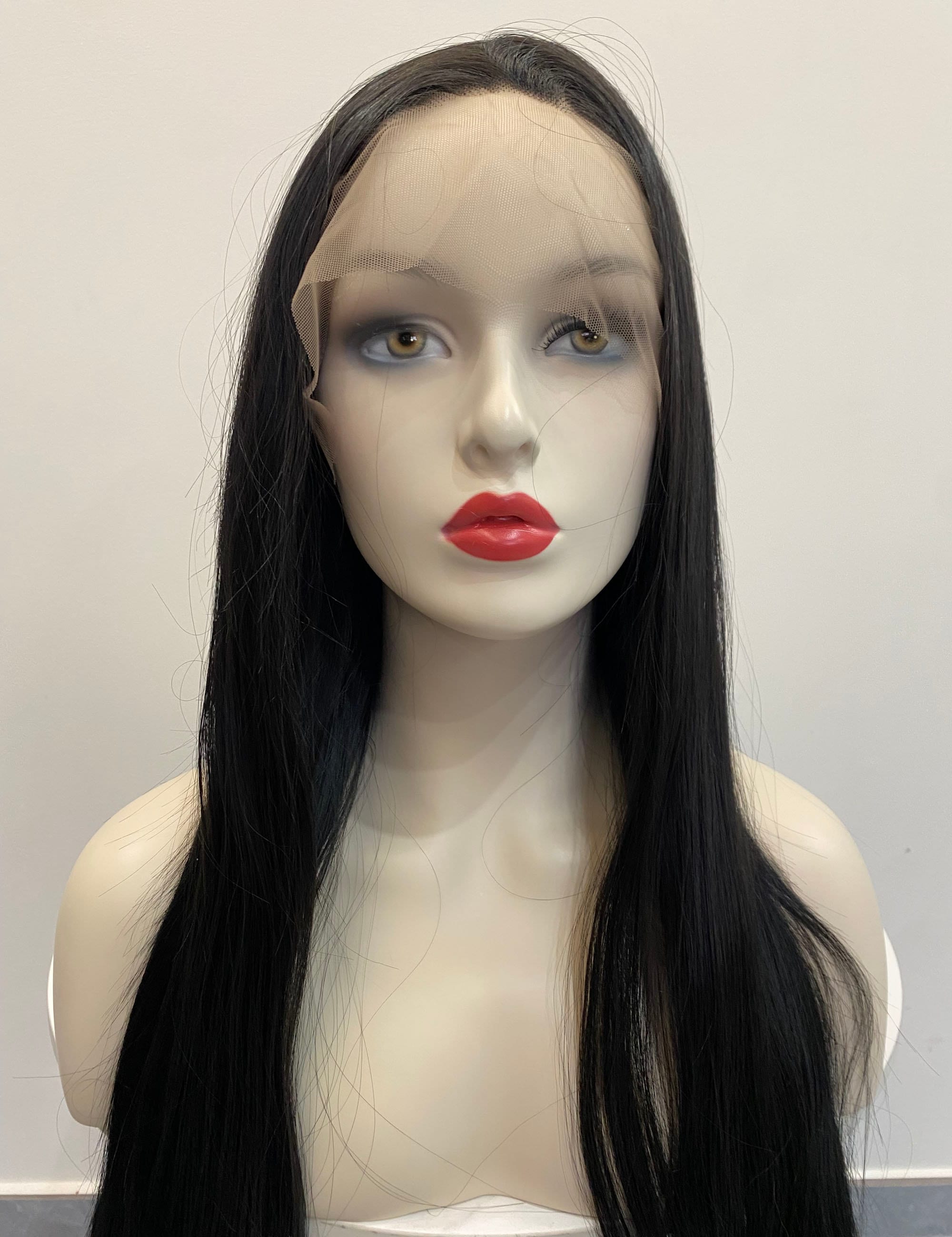24 Inch Black Lace Front Wig Long Straight Wigs Realistic 
