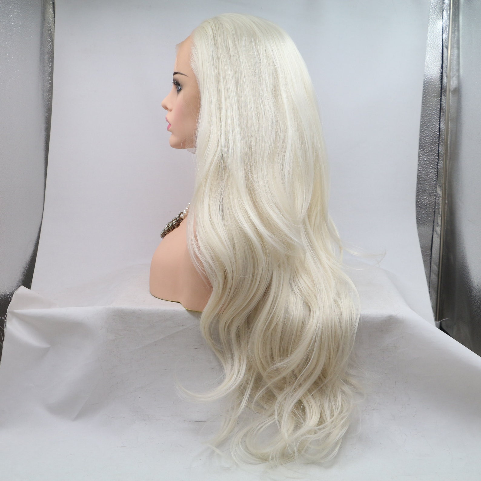 Stunning Platinum Blonde Lace Front Wig Scene Illustration Stunning Platinum Blonde Lace Front Wig Scene Illustration