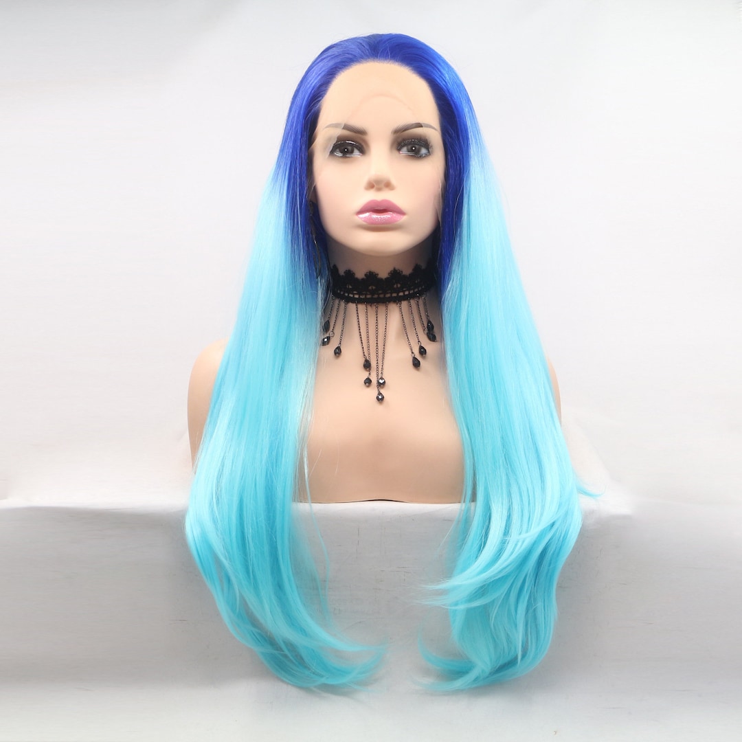 Fashion Ombre Wig Wavy Long Adult Blue