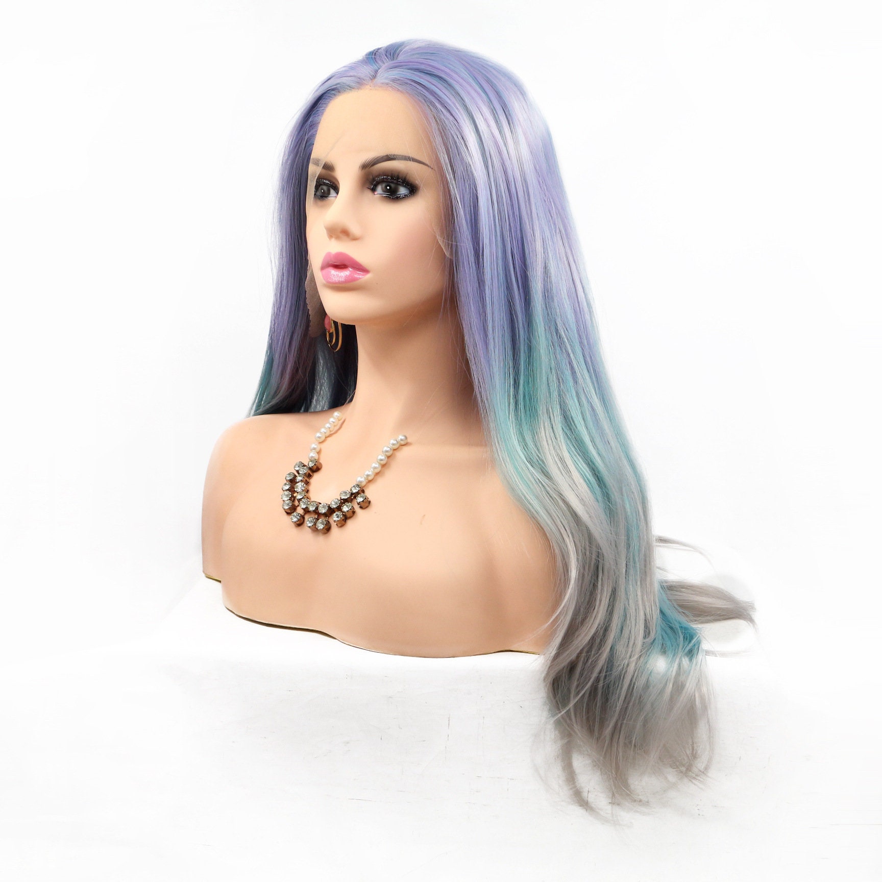 Natural Style Lace Front Wig Long Colorful - Etsy