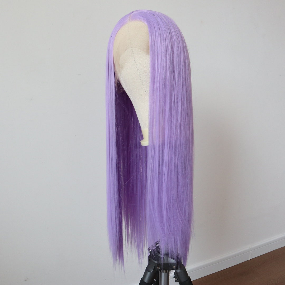 Lavender Long Straight Hair Wig for Cosplay, Costume, Bold Fun Role Play & Everyday, Hd Lace Front Wig-Medium Purple