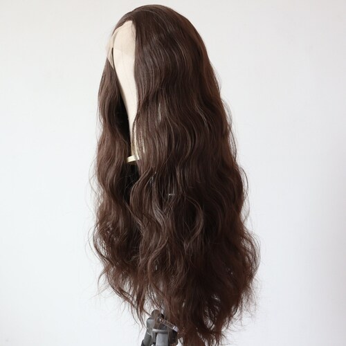 Long black/brown Curly Lacefront Wig FreePart wig FREE PART LACE FRONT FULL WIG EXTRA LONG SPIRAL CURLS DARK  main image 3