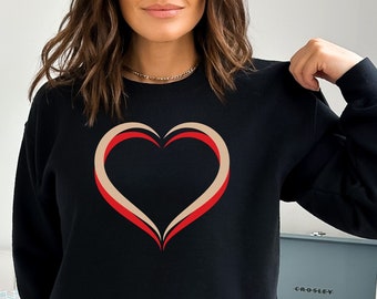 Valentines Day Sweatshirt For Woman, Valentines Day Sweatshirt, Cute Valentine Shirt, Two Color Heart, Valentine Day Gift For Women