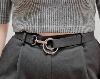 double ring belt with clasp closure/ 100% cotton/ adjustable length/ unisex/ vegan