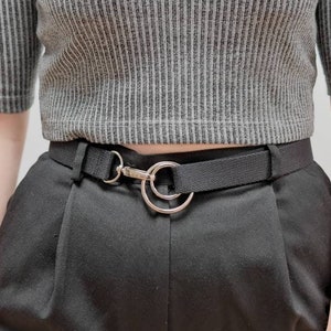 double ring belt with clasp closure/ 100% cotton/ adjustable length/ unisex/ vegan