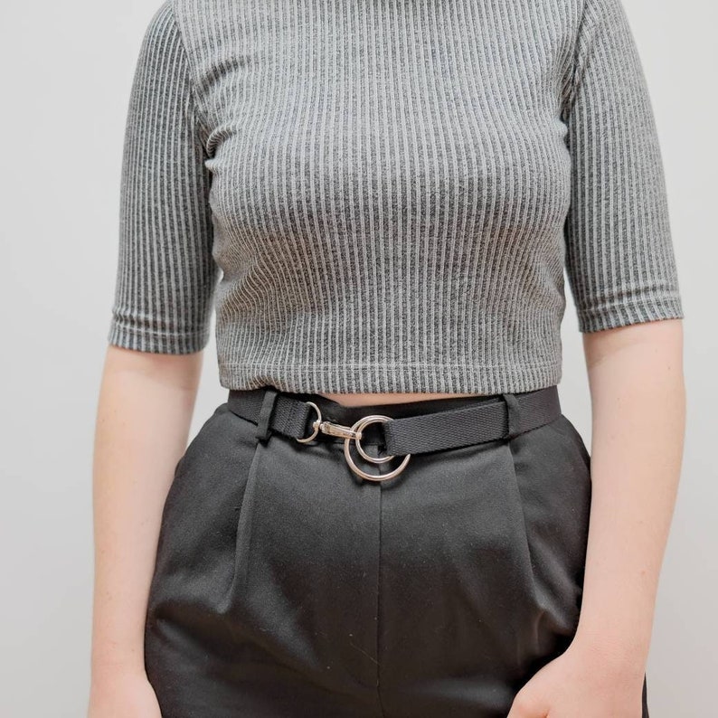 cinturón de doble anilla con cierre de broche/ 100% algodón/ largo ajustable/ unisex/ vegano imagen 1