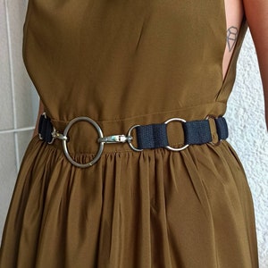 double clasp belt/ 100% cotton/ adjustable length/ unisex/ vegan/ silver