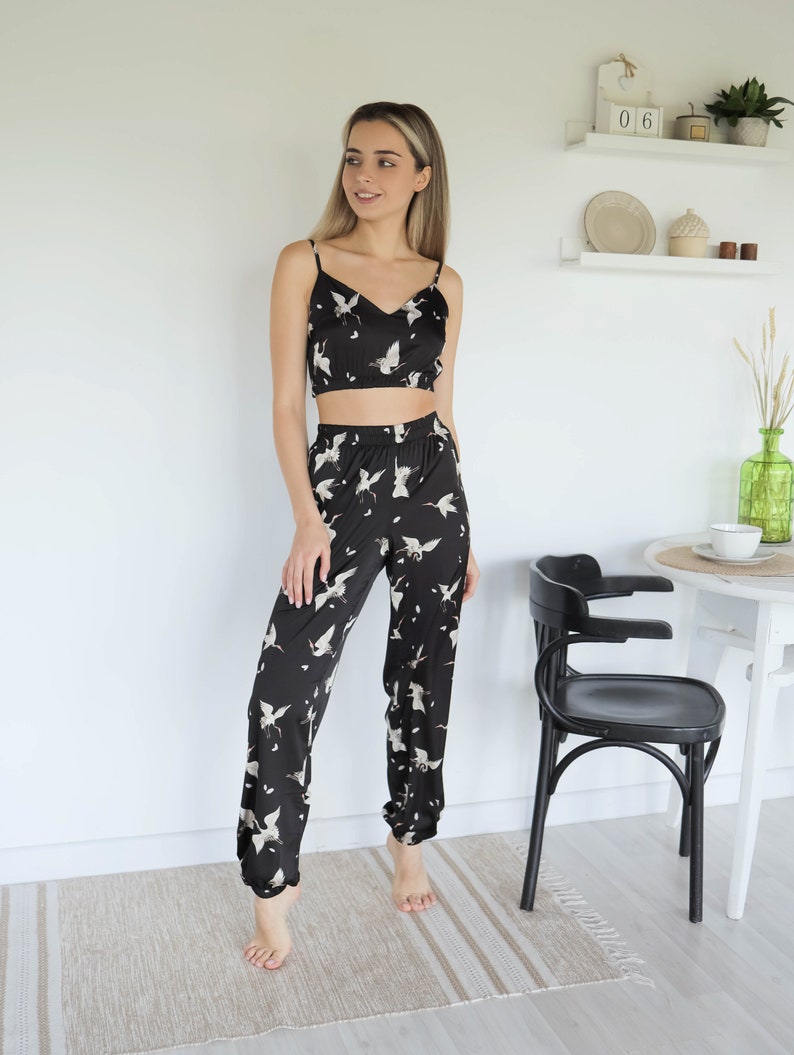 10 colors Pajama set with harem pants and crop top gift for Etsy