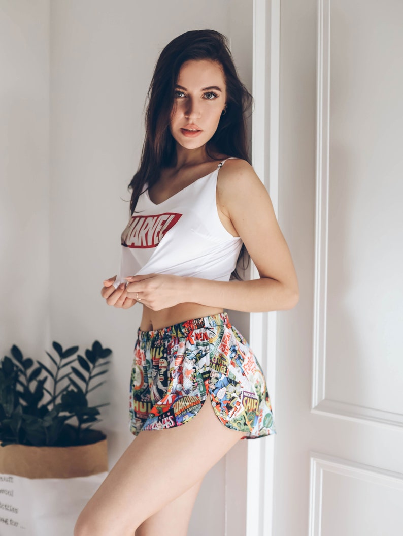 Silk Pajama set with crop top and shorts gift for girlfriend Etsy