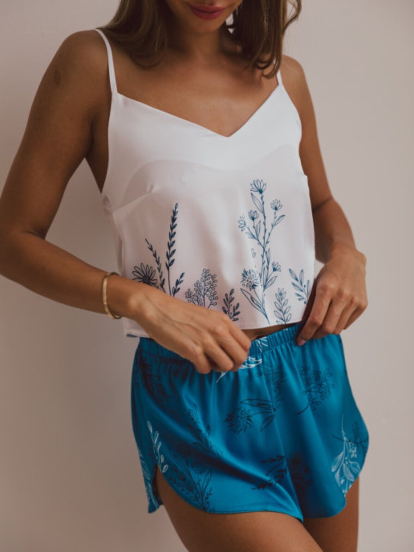 Cute women's pajamas with crop top and shorts great gift Etsy