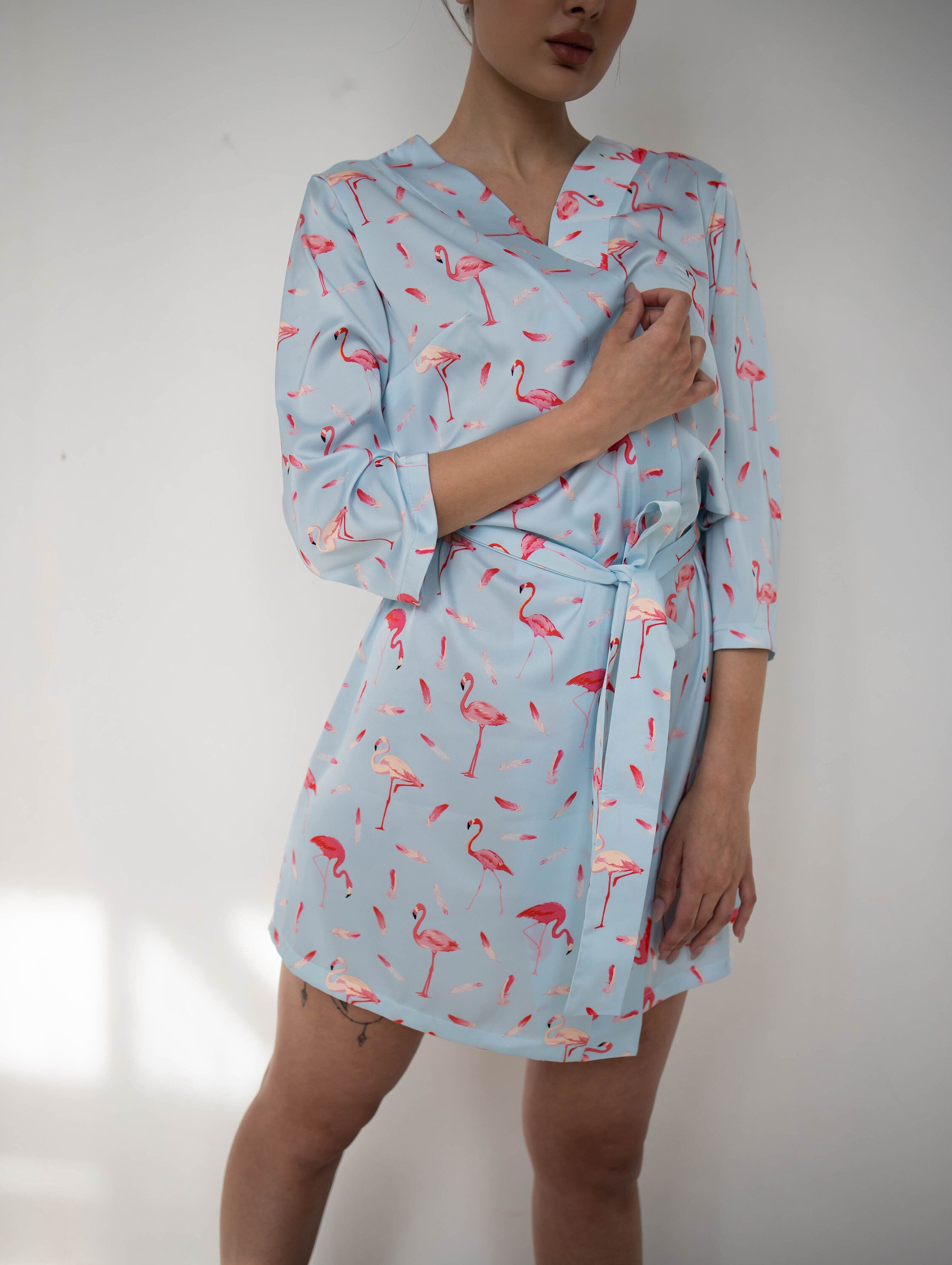 flamingo kimono robe