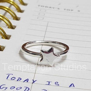 Natural Star Sterling silver stackable rings for women, Dainty rings, Minimalist everyday jewelry, Christmas gift for her, Handmade ring