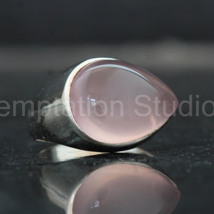 Natürlicher Rosenquarz Ring, 925 Sterling Silber Ring, Statement Ring, Alternative Verlobungsring, Rosa Edelstein, chic Schmuck