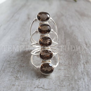 Natural Smoky Ring, Sterling Silver,925Statement Ring, Handmade Jewelry, Ethical Gemstone, Anniversary Gift, November Birthstone