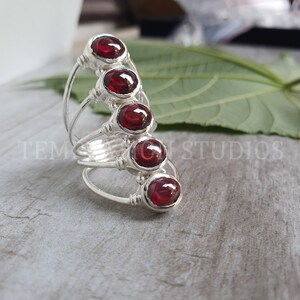 Natural Garnet Ring, Sterling Silver, Statement Ring, Handmade Jewelry, Ethical Gemstone, Anniversary Gift, January Birthstone