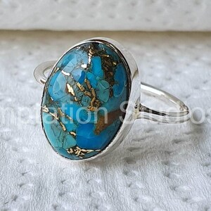 Natural blue Mojave Turquoise ring, Sterling silver jewelry, Crystal Ring, handmade jewelry, December birthstone, Minimalist Christmas gift