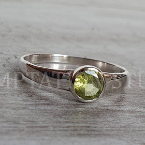 Sterling Silver Peridot Ring: Handmade Minimalist Jewelry, August Birthstone