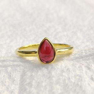 14k gold vermeil Ring, Natural Garnet Ring, Garnet gold plated ring, vermeil garnet ring, Anniversary Gift, gift for her