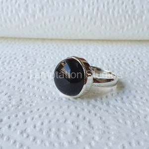 Natural Black Onyx Ring handmade in sterling silver, Birthstone jewelry, Bold Statement ring, christmas gift, crystal jewelry, Men&#39;s Ring