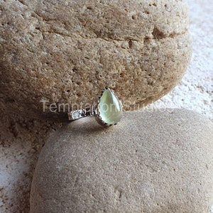 Natural Prehnite Ring, Sterling Silver jewelry, statement ring, prehnite jewelry, birthstone ring, gemstone jewelry, anniversary gift